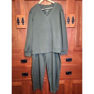 Anybody Olive Green 2-piece Lounge Set Long Sleeves Women's Size XL